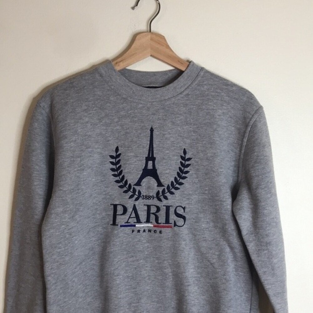 Paris Tour D'or Women's Eiffel Tower 90s Style Sweatshirt Grey Small - Picture 3 of 15